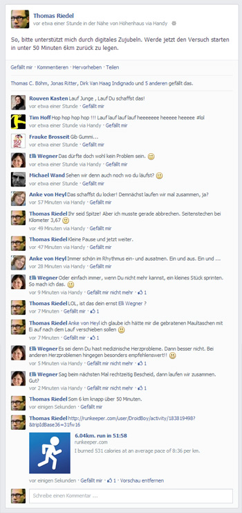 Mittlerweile gibt es noch viele weitere Likes und Kommentare. Liebe Freunde: Ihr rockt!